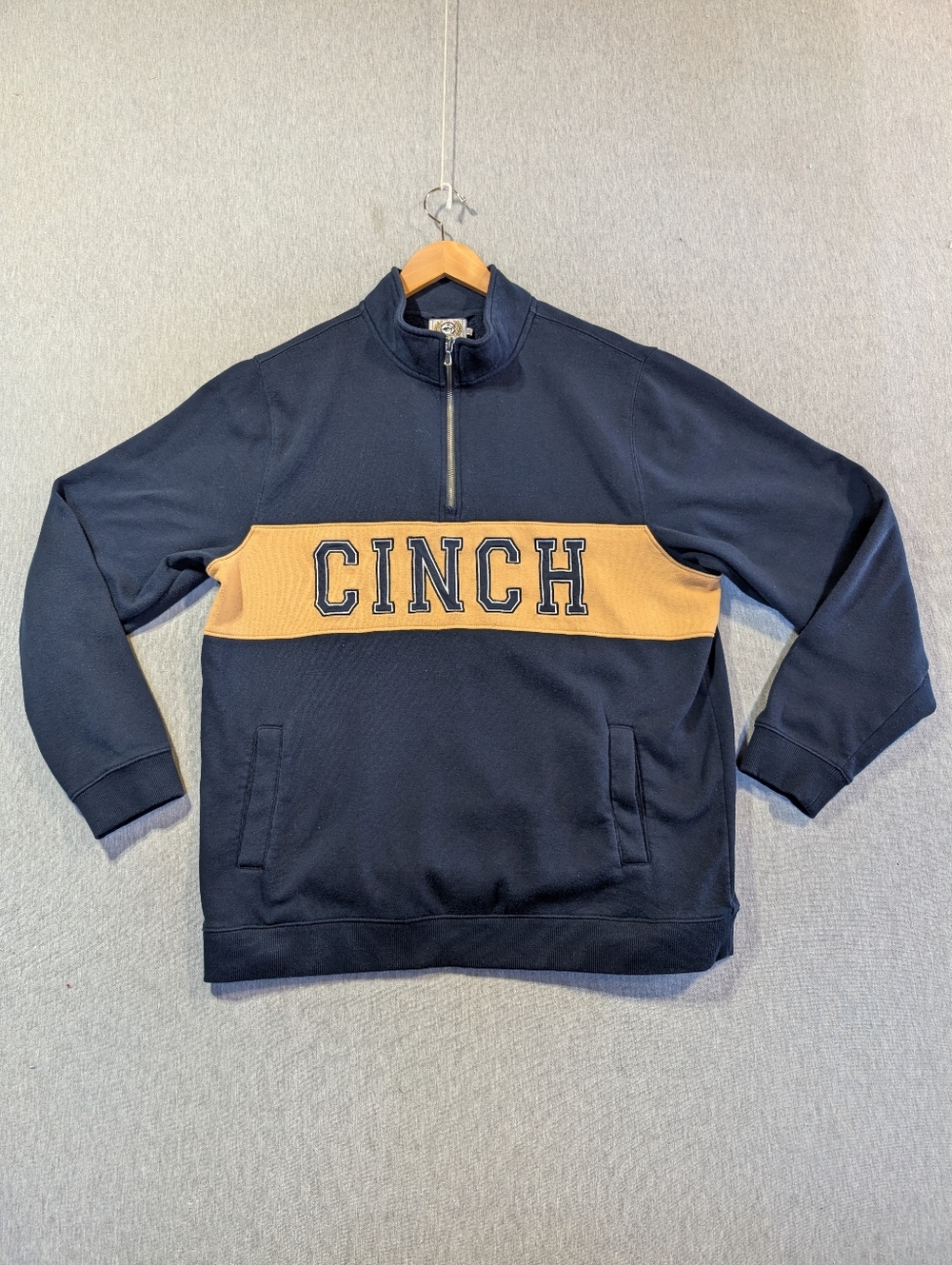 Cinch Fleece Pullover Men's XL Blue Yellow 1/4 Zip
